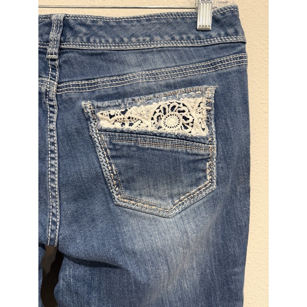 Ariya Jeans Womens 13/14 Blue Denim Cotton Cropped Distressed Frayed Cuffed‎ Hem